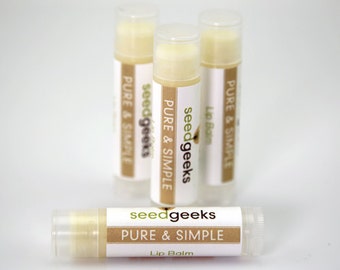 Pure & Simple Unscented  Lip Balm - Natural Lip Balm, Chapstick, Lip Gloss, Flavored Lip Balm, Beeswax Lip Balm, Organic Lip Balm