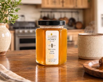 Miel cruda de flores silvestres / Frasco de 237 ml, sin calentar, sin tratar, de la granja a la mesa, apta para dieta cetogénica, miel gourmet.