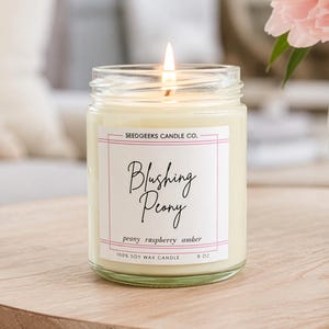 Vela de cera de soja / 237 ml Vela botánica vertida a mano, elige tu aroma, fragancias de temporada, regalo Blushing Peony