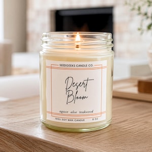 Vela de cera de soja / 237 ml Vela botánica vertida a mano, elige tu aroma, fragancias de temporada, regalo Desert Bloom