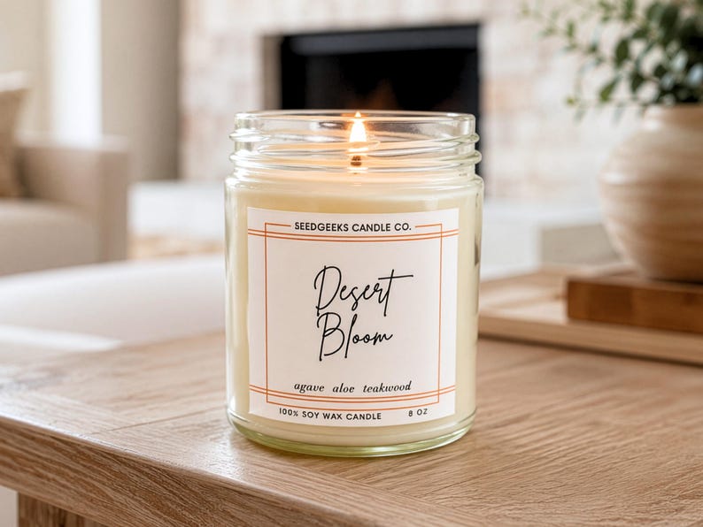 Vela de cera de soja / 237 ml Vela botánica vertida a mano, elige tu aroma, fragancias de temporada, regalo Desert Bloom