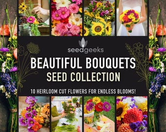 Heirloom Flower Farmer Bouquet Seed Collection - Open Pollinated, Non-GMO (10 Packets)