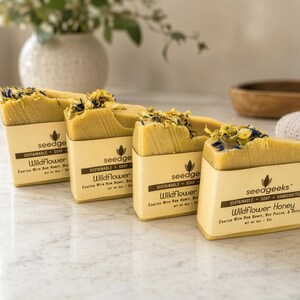 Wildflower Honey Soap - Handmade, Natural, Cold Process, Beeswax, Bee Pollen, Honey, Luxurious Floral Scent image 6