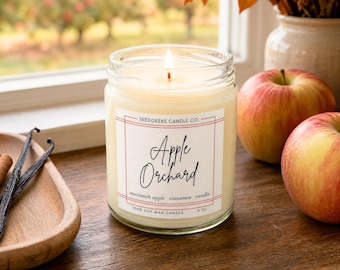 Apple Orchard Soy Wax Candle | Fall, Winter, Holiday, Apple Harvest, Cinnamon, Orange, Kitchen Gift