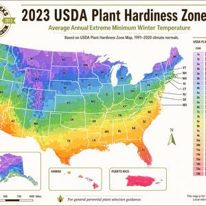 The image is a colorful map of the United States, depicting the USDA Plant Hardiness Zone Map for the year 2013. The map shows the average annual extreme minimum winter temperature for each zone, ranging from -50 to 50 degrees Fahrenheit. The map is designed to provide guidance for plant selection based on the climate zone, helping growers determine which plants are best suited for their specific region.
