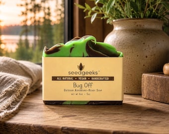 Bug Off Handmade Soap | Vegan, Natural Herbal Citrus Essential Oils for Summer Camping Gardening