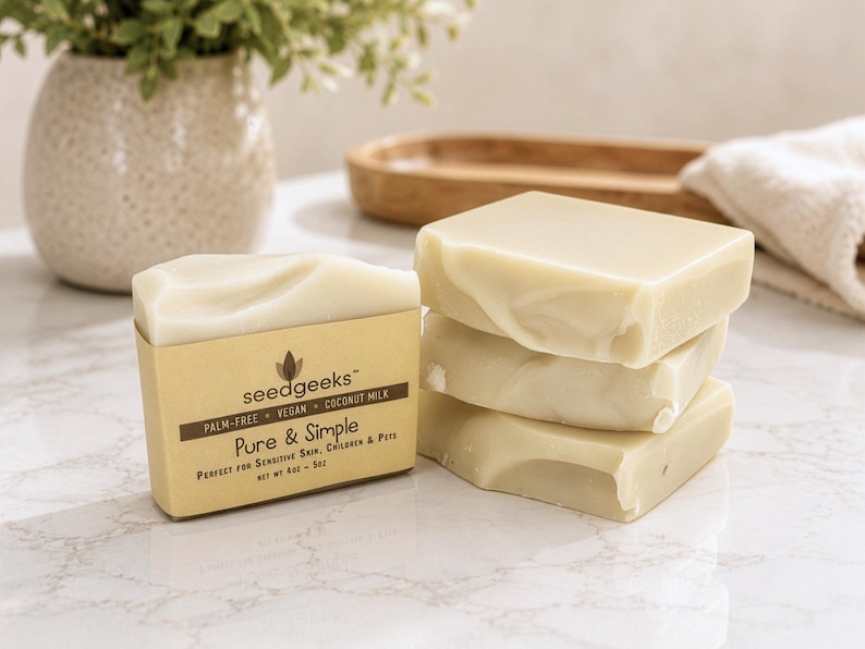 Pure & Simple Unscented Soap - Handmade, All Natural, Coconut Milk, Shea Butter, Vegan, Cold Process image 7