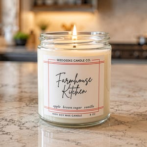 Vela de cera de soja / 237 ml Vela botánica vertida a mano, elige tu aroma, fragancias de temporada, regalo Farmhouse Kitchen