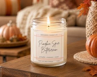 Pumpkin Spice Buttercream Soy Wax Candle | 8 oz Fall, Cozy, Bakery, Cinnamon Clove Vanilla, Hand-Poured
