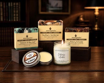 Men's Self Care Gift Set | Handmade Soap, Soy Candle, Beard Balm, Grooming, Father's Day