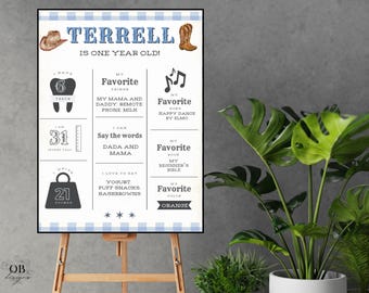 Bearbeitbar Mein erstes Rodeo Meilenstein Poster, Cowboy 1st Birthday Board (Digitaler Download)