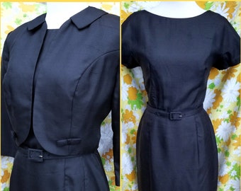 1960s Black Dress Set | Dress and Jacket Set