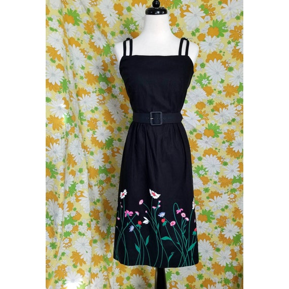 1970s Malia Floral Dress | Black Dress | Malia | … - image 2