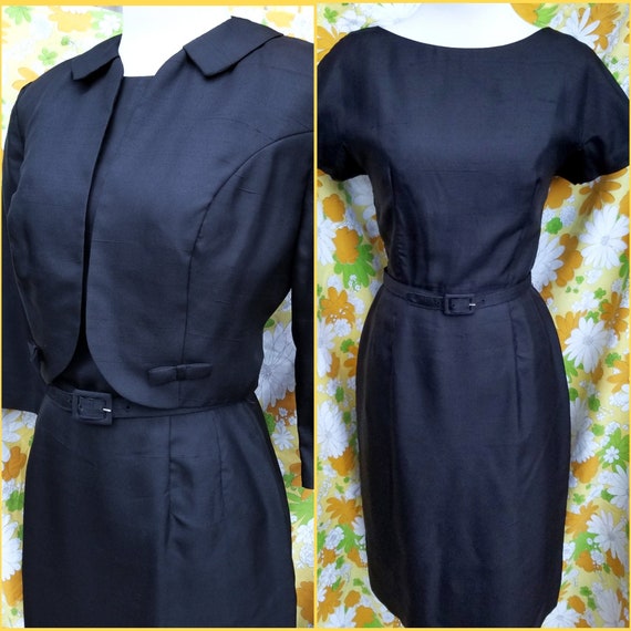 1960s Black Dress Set | Dress and Jacket Set