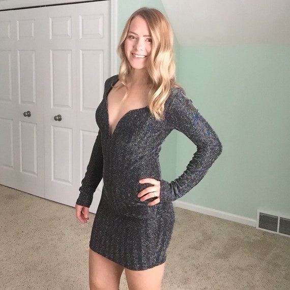 low cut long sleeve dress