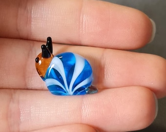 Mini One Inch Glass Snail - Cute Little Handmade Glass Animal - Miniature Figurine Gift for Snail Lover - Small Novelty Figure Trinket