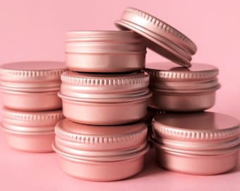 10ml Rose Gold Aluminium Tin with Screw On Lid - Lip Balm/Medication/Herbs/Cream/Wax/Balm - Cosmetic Container - Pink Metal Jar 10g