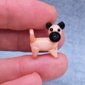 Mini One Inch Pug Dog (Apricot) - Handmade Glass Animal - Cute Little Figurine Gift for Puppy Lovers - Small Novelty Figure Trinket
