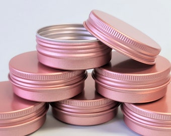 30ml Rose Gold Round Aluminium Tin with Screw On Lid - Lip Balm/Medication/Herbs/Cream/Wax/Balm - Cosmetic Container - Pink Metal Jar 30g