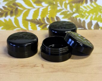 100 x Mini 3ml Black Plastic Cosmetic Jars - Little Sample Container - Lip Balm/UV Gel/Make Up/Cream/Nail Art/Skincare - Tiny Storage Pots