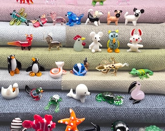 Mini One Inch Glass Animals - Handmade Miniature Figures - Gifts/Craft Projects/Cake Toppers - Novelty Art Ornament Trinket