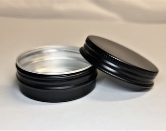 30ml Black Round Aluminium Tin with Screw On Lid - Lip Balm/Medication/Herbs/Cream/Wax/Balm - Cosmetic Container - Metal Jar 30g - Food Safe