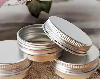 10 x Lip Balm Tins Screw Lid 10ml - Mini Round Metal Pots Silver - Travel Pocket Size Container