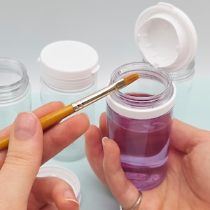 100ml Clear Flip Top Paint Pot - Refillable - Glue/Ink/Dye/Glue/Acrylic - Hinged Lid Empty Art Mixing Container Plastic