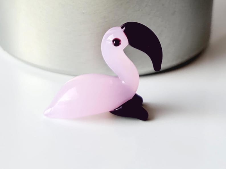 Mini Flamingo Mini One Inch Pink Glass Flamingo - Cute Little Handmade Glass Bird ...