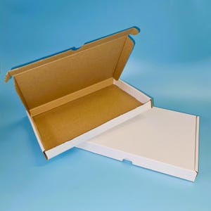 A5/C5 Postal Box - White Cardboard - Mailing Large Letter Size for Letterbox - 225 x 160 x 20 mm - Small Slim Mailer Boxes - Gift Cartons