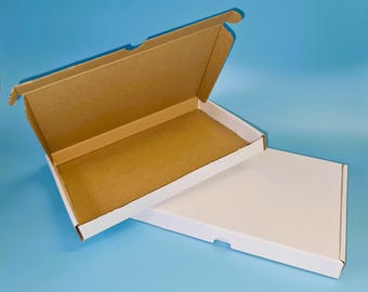 A5/C5 Postal Box - White Cardboard - Mailing Large Letter Size for Letterbox - 225 x 160 x 20 mm - Small Slim Mailer Boxes - Gift Cartons