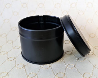 100ml Black Candle Tin - Gifts/Sweets/Wax/Balm Pot - Food Safe Round Storage Container - Push On Lid - CLEARANCE REDUCED