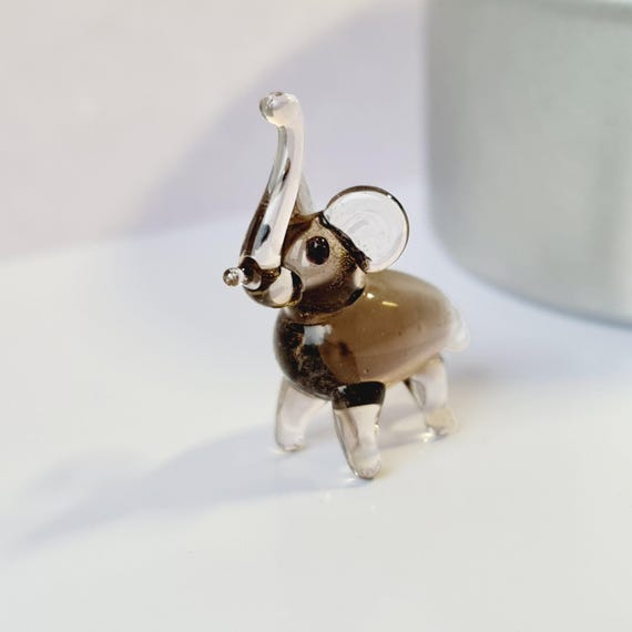 ミニ1インチガラスゾウ - かわいい小さな手作りガラス動物