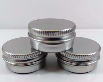 Mini 10ml Round Aluminium Tin Screw Lid - Lip Balm/Pills/Sweets/Small Parts - Gift/Favour Boxes - Pocket Size - Cosmetic Containers - Silver