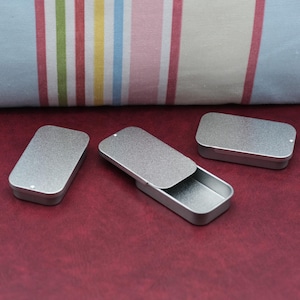 3 x Mini 10ml Pocket Storage Tins Sliding Lid - Craft Cases - Lip Balm Making - Pins/Needles/Blades/Sharps Small Boxes - Tiny Slide Top Case
