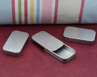 3 x Mini 10ml Pocket Storage Tins Sliding Lid - Craft Cases - Lip Balm Making - Pins/Needles/Blades/Sharps Small Boxes - Tiny Slide Top Case