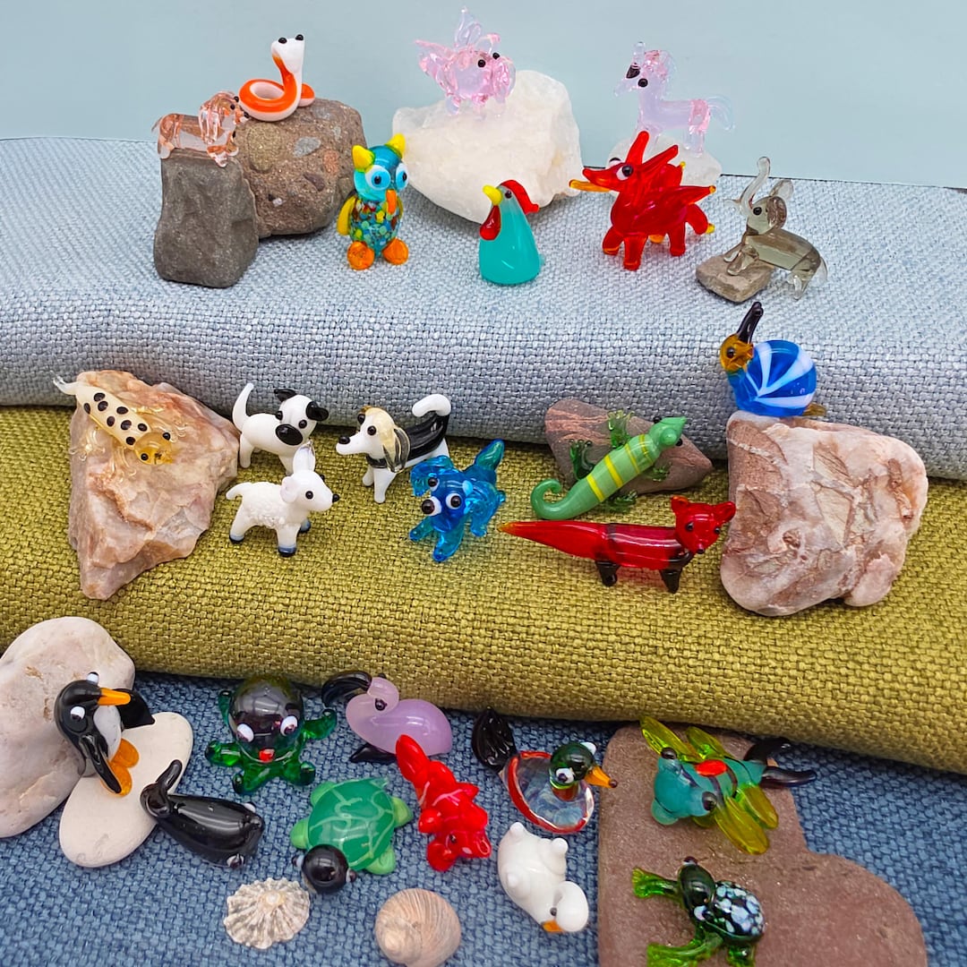 Mini One Inch Glass Animals - Handmade Miniature Figures - Gifts/craft ...