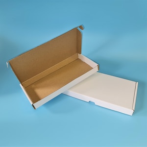 DL Postal Box Envelope - White Cardboard - Large Letter Size for Letterbox Post 218 x 108 x 20 mm - Small Slim Thin Mailer Boxes Cartons