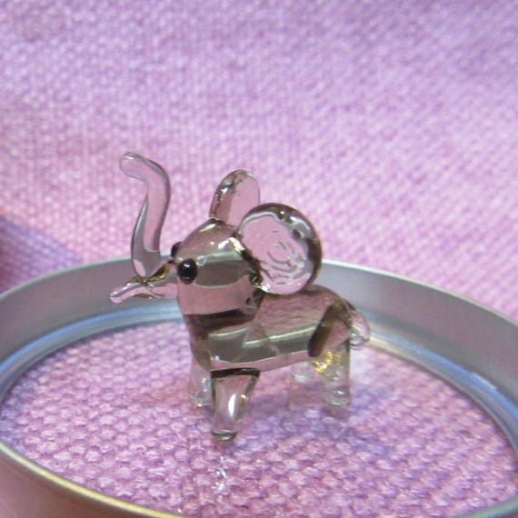 ミニ1インチガラスゾウ - かわいい小さな手作りガラス動物