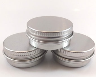Mini 15ml Round Aluminium Tin Screw Lid - 40mm x 18mm - Gift/Favour Boxes - Lip Balm/Pills/Sweets/Small Parts - Cosmetic Container - Silver