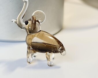 ミニ1インチガラスゾウ - かわいい小さな手作りガラス動物