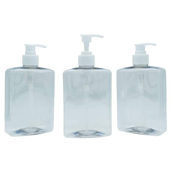 500ml Clear Rectangular Pump Bottle Empty Plastic Hand Wash