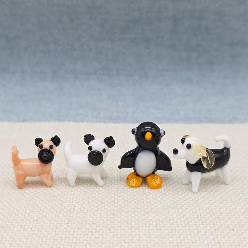 Mini One Inch Glass Animals - Cute Little Handmade Miniature Figurines ...