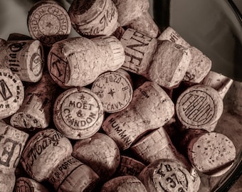 Champagne Cork Picture Bar Art- Mumm & Moet - large print, photograph, pic, picture, fine art - modern rustic elegent kitchen home décor