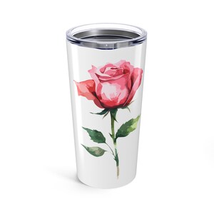 June Birth Month Rose Tumbler 20oz | Floral Travel Mug, Gift for Her, Wedding Favors, Mother&#39;s Day, Personalized Drinkware, Custom Tumbler