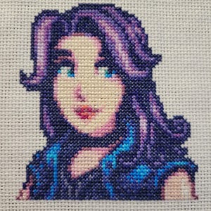 Abigail Stardew Valley Cross Stitch Wall Art