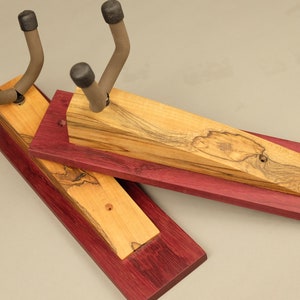 Exotic Wood Guitar Hanger. Ambrosia Maple on Purple Heart