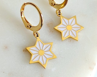 Boucles d'oreilles étoiles japonaises blanc pour femme