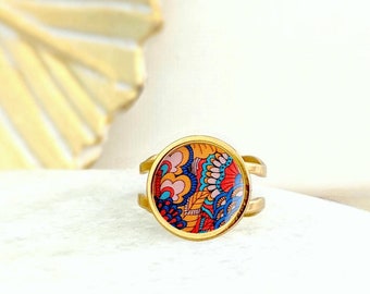 Bague à motif Paisley en acier inoxydable pour femme