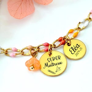 Teacher bracelet, personalized thank you teacher gift, great ATSEM gift, gift for Nanny, end of year gift, Best teacher